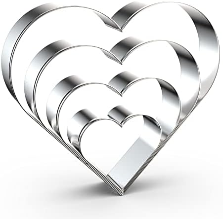 Heart Shape Cookie Cutter Set - Sizes 2-5 Inch 4-Piece