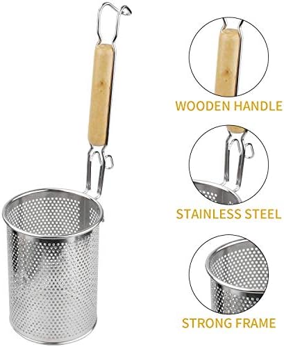 MyLifeUNIT Stainless Steel Food Strainer with Wooden Handle