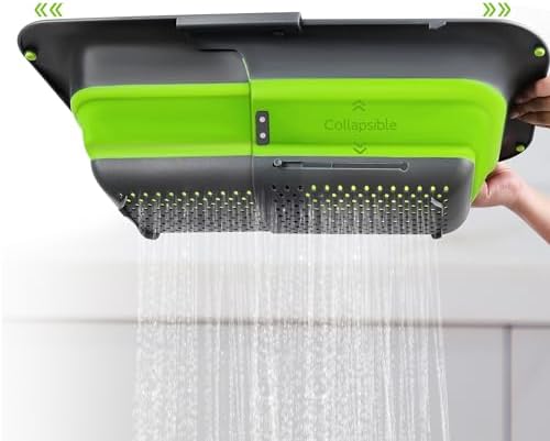 Collapsible Silicone Kitchen Colander Expandable Over the Sink Strainer