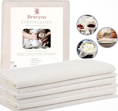 Premium 100 Organic Grade 90 Cheesecloth STRAINING CLOTH for Kitchen Use
