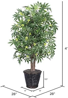 Vickerman 4-Foot Artificial Japanese Maple Bush in Rattan Basket Green