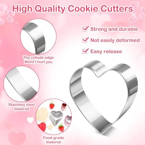 Sturdy Heart Cookie Cutter Set for Valentines Day Easy to Use Durable
