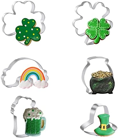 St Patricks Day Shamrock Cookie Cutters Set of 6
