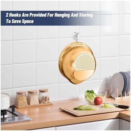 Stainless Steel Rice Washing Bowl With 4-in-1 Strainer
