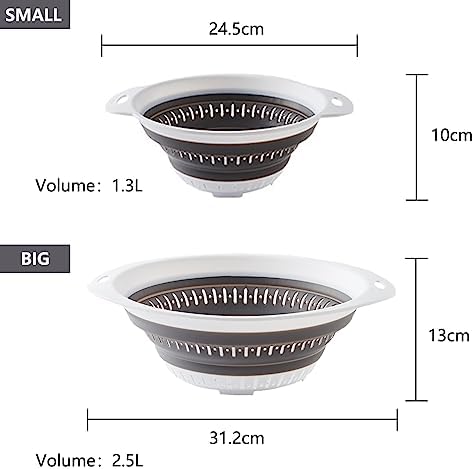 Quickly Strain with LogFaadCoiCollapsible Colander Strainer Set Blue