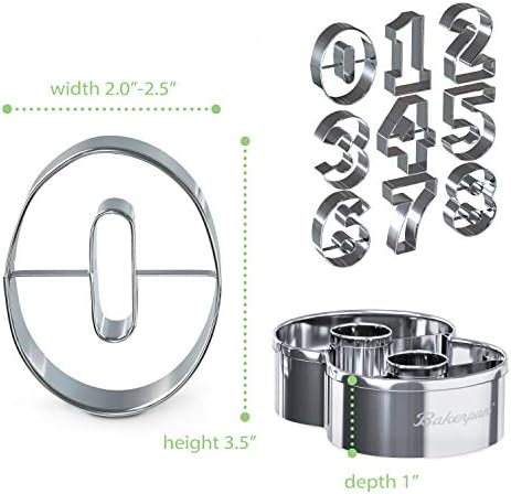 Bakerpan stainless steel number cookie cutter set with bonus dough cutter