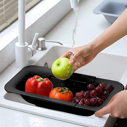 Collapsible Sink Strainer Basket Extendable Plastic Fruit Vegetable Strainer for Kitchen Use