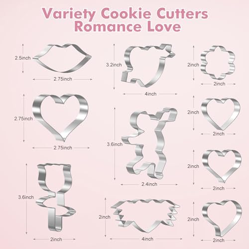 Valentines Heart-Shaped Cookie Cutters for Kids 10Pcs