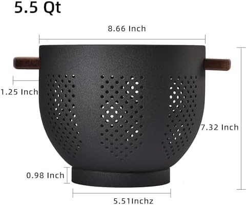 BeFareStrong Metal Colander with Wooden Handle and Stable Base
