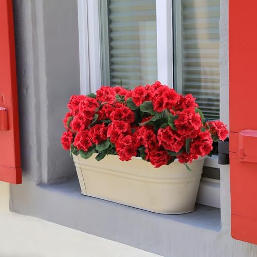 Hananona Artificial Red Geranium Flowers for Indoors Outdoors