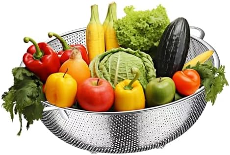 Stainless Steel Colander 3-Quart Micro-Perforated Metal Kitchen Essential with Handle