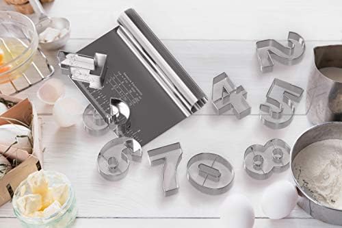 Bakerpan stainless steel number cookie cutter set with bonus dough cutter