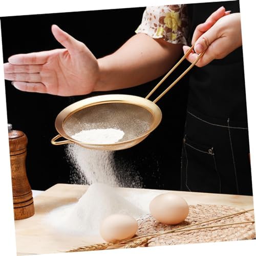 3-Piece Kitchen Baking Golden Mesh Colander Strainer Set with Drainer