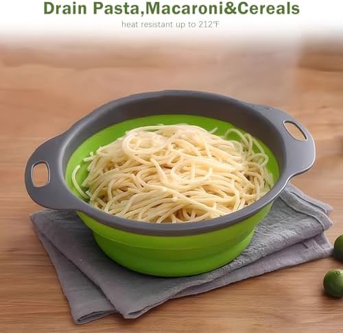 Collapsible silicone colander set for home and travel use