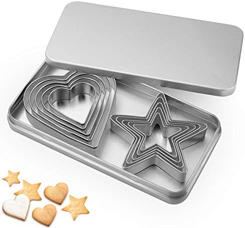 GORGEOUS HEART AND STAR COOKIE CUTTERS SET FOR VALENTINES DAY BISCUIT CUTTING KEEPSAKES