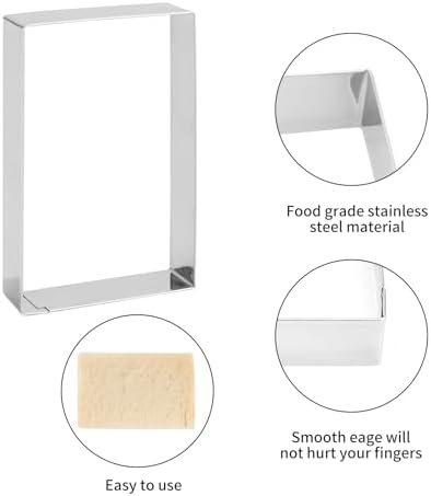Stainless Steel Rectangle Cookie Cutter Set for Cookies and Cakes