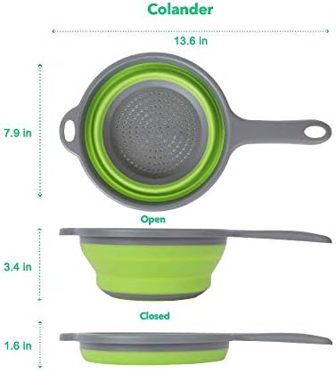 2-Pack Collapsible Silicone Strainer Colanders with Handles