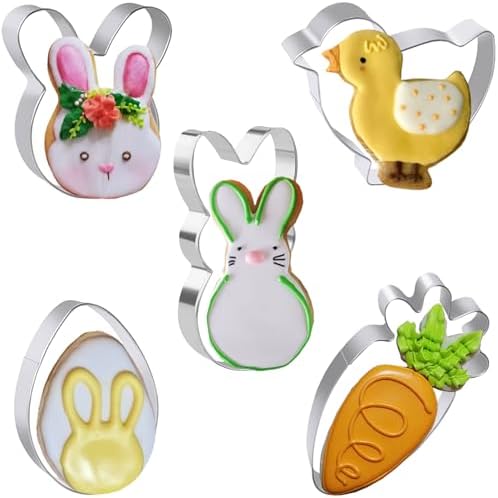 Fostudork Easter Cookie Cutters Set 5 Pcs