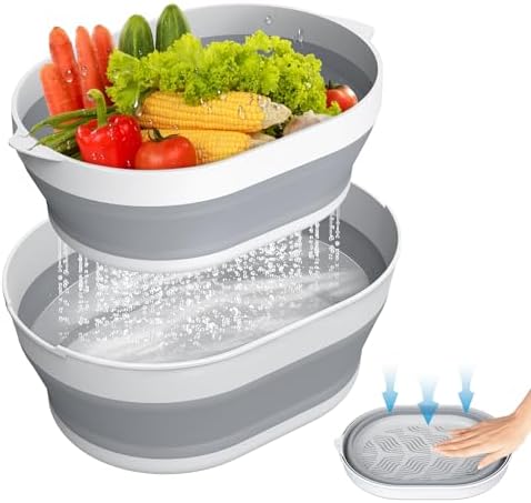 Compact Collapsible Wash Basin Colander for Camping Kitchen Use