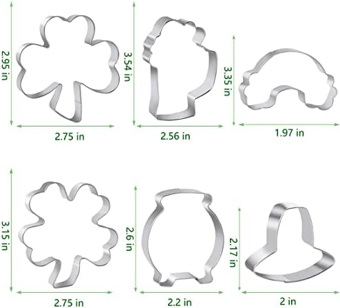 St Patricks Day Shamrock Cookie Cutters Set of 6
