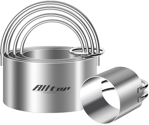 ALLTOP 5-Piece Stainless Steel Round Cookie Cutter Set with Ring Handle