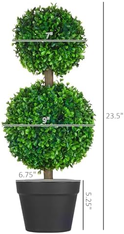 Set of 2 235 Artificial Boxwood Topiary with Pots