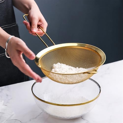 Premium Stainless Steel Colander with Golden Design for Effortless Cooking 15CM