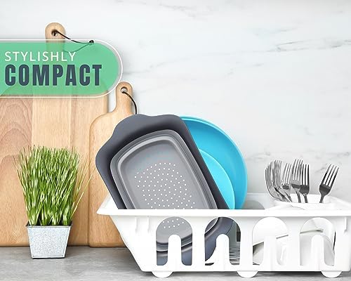 6-Quart Collapsible Silicone Kitchen Strainer with Extendable Handles