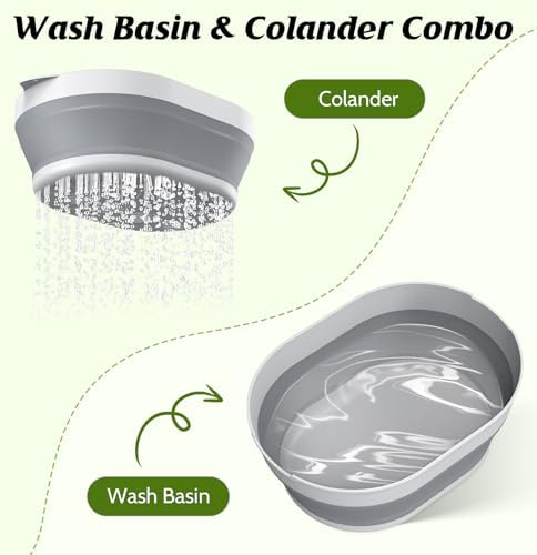 Compact Collapsible Wash Basin Colander for Camping Kitchen Use