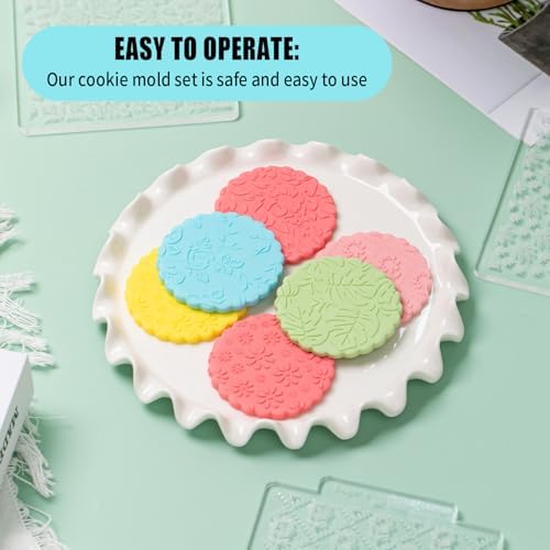 3 Pcs Vibrant Retro Floral Fondant Impression Mats Cookie Embosser Set