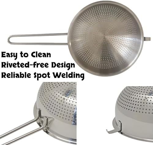 7-Inch Stainless Steel Colander with Handle for Easy Straining