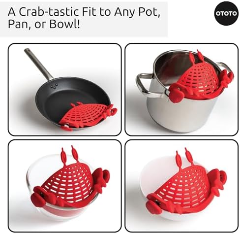 Red Crab Pasta Strainer - Time-Saving Clip-On Colander for Busy Households