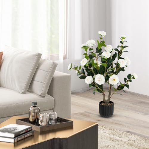 Goplus Camellia Tree 2-Pack Synthetic Artificial Tree