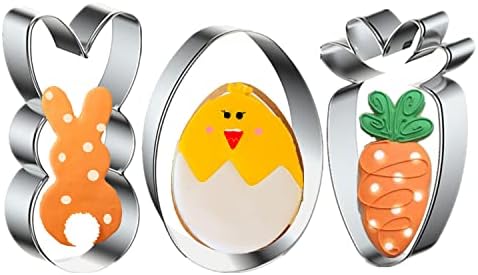Easter Cookie Cutters Set 3 Pieces Carrot Egg Bunny