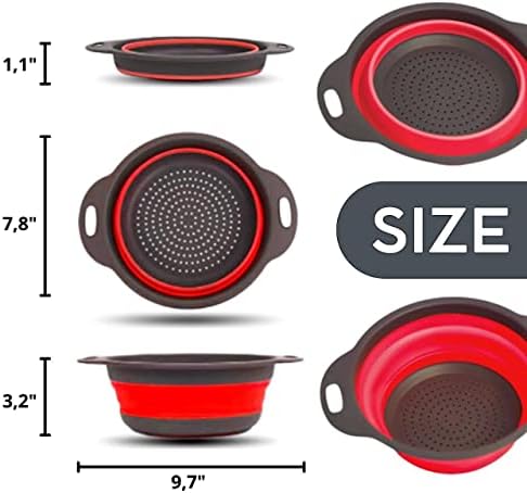 Collapsible Silicone Kitchen Strainer with Plastic Handles