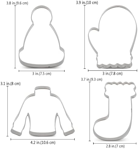LILIAO Winter Holiday Cookie Cutter Set Ugly Sweater Stocking Hat Mitten