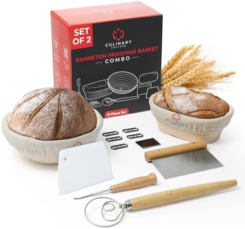 Culinary Couture Artisanal Sourdough bread - Banneton proofing basket set