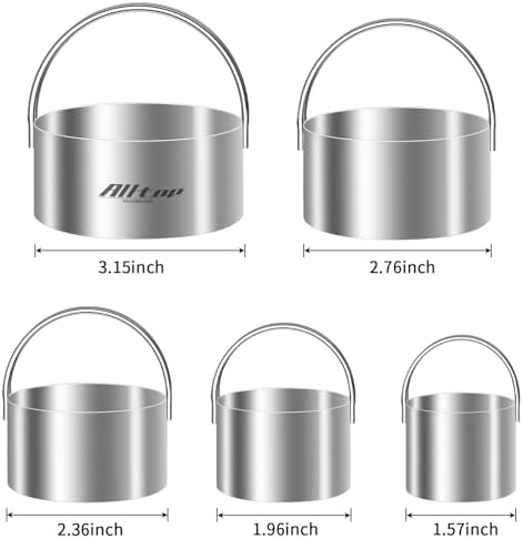 ALLTOP 5-Piece Stainless Steel Round Cookie Cutter Set with Ring Handle