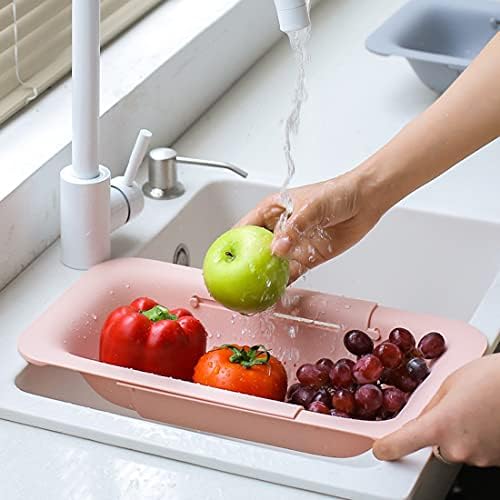Collapsible Plastic Colander with Extendable Length for Kitchen Use 143-194 inch