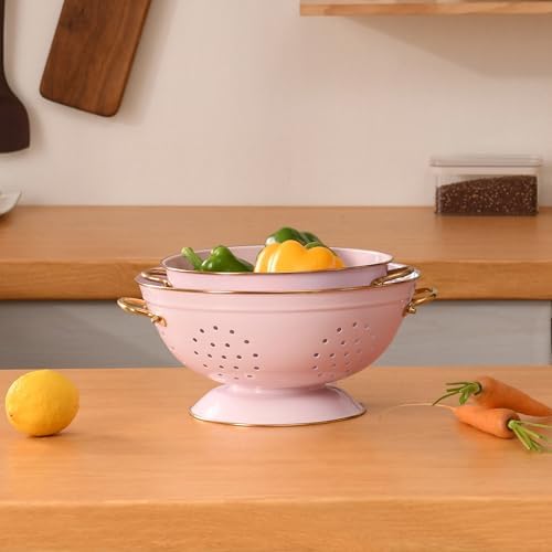 BeFare Metal Colander Set 35 5 Qt Self-Draining Powder Coated Kitchen Essentials