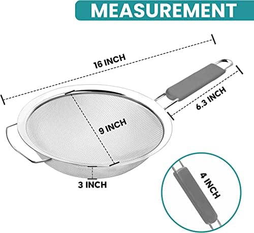 KAFOOR 9-inch Mesh Strainer Easy-to-Use Kitchen Tool