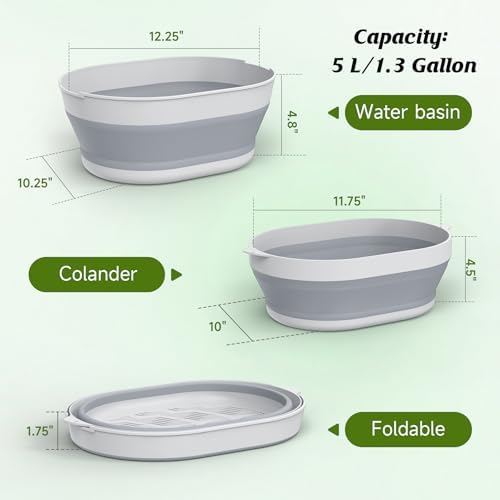 Compact Collapsible Wash Basin Colander for Camping Kitchen Use
