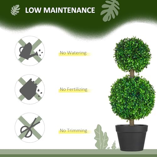 Set of 2 235 Artificial Boxwood Topiary with Pots