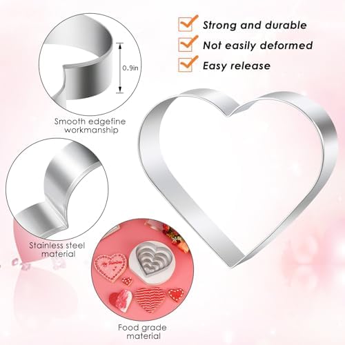 BakingWorld Heart Cookie Cutter Set for Valentines Day