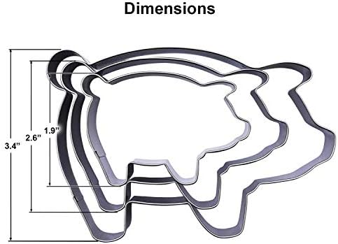 Pig Farm Animal Cookie Cutter Set 3-Piece - Durable Safe