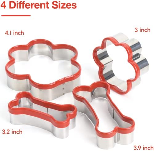 4 Pcs Dog Bone and Paw Cookie Cutters Premium Design