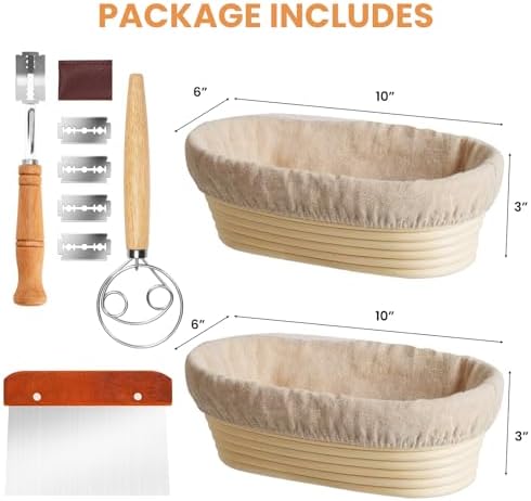 Professional Sourdough Bread Banneton Basket Set of 2 with Tools and More