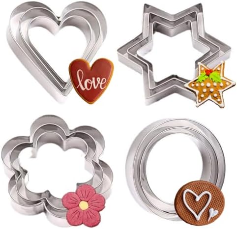 12 Pack Multi Shape Cookie Cutters for Baking Gifting