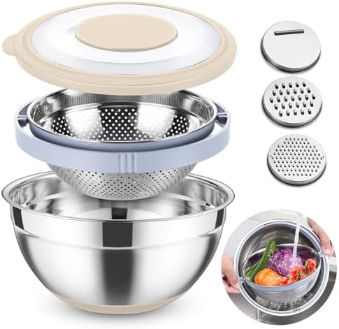 TeamFar Multi-Purpose Colander Set with Graters Khaki