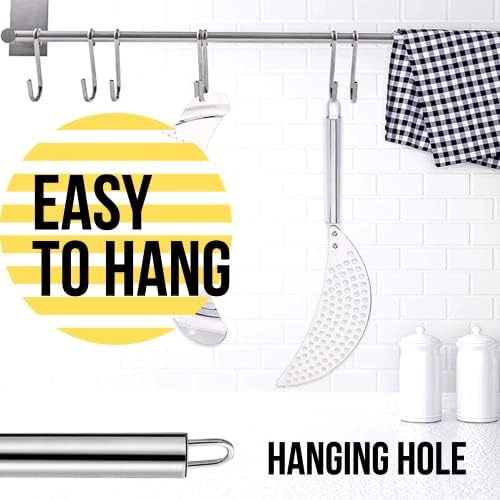 Held Crescent Drainer Pan Pot Strainer with Handle